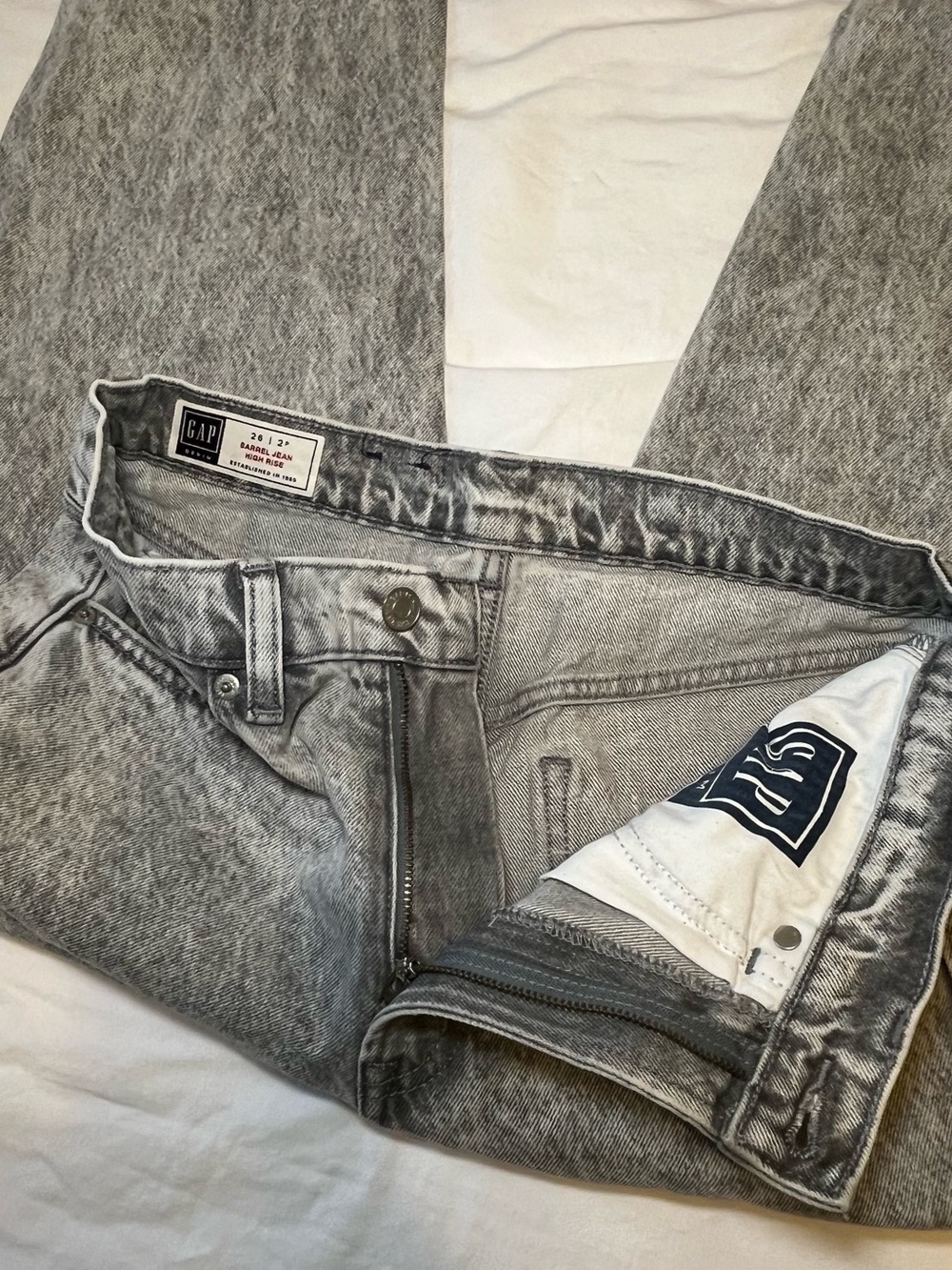 GAP Light Gray Mom Jeans - Washed Denim